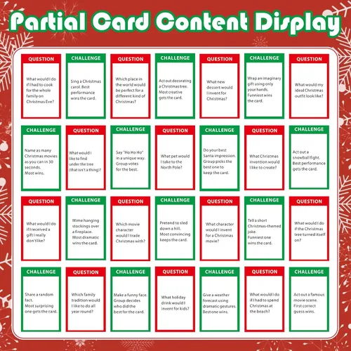 Vista 3 de Jenaai Juego de juegos de fiesta de Navidad, juego de reuniones familiares, tarjetas de conversación contra historia, edición familiar, juego