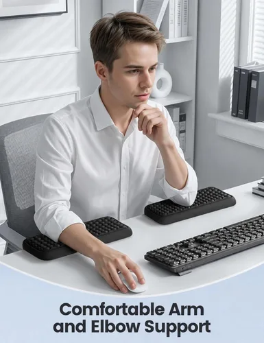 Vista 3 de Vaydeer 2 almohadillas para coderas, coderas en forma de L, cojín de borde de escritorio, ergonómico de espuma viscoelástica, reposamuñecas, teclado