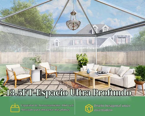 Vista 3 de AMERLIFE - Invernadero hexagonal de 13.5 x 13.5 x 9 pies