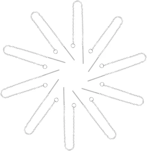 Vista 7 de UNICRAFTALE 40 piezas de 3.543 in, 2 colores, hilos de oreja de acero inoxidable, aretes colgantes de cadena larga con lazo para hacer aretes
