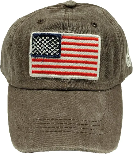 Vista 2 de Gorra de béisbol con bandera americana de algodón vintage ajustable lavada desgastada para hombres mujeres adolescentes