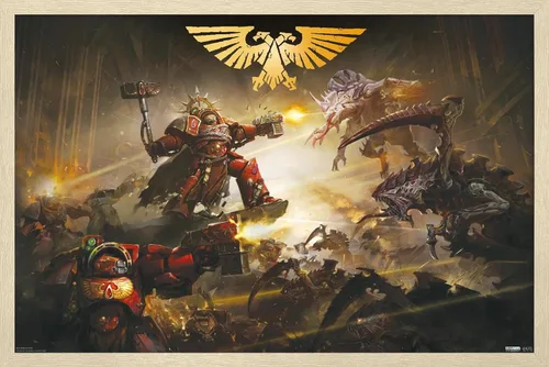Vista 6 de Trends International Warhammer 40K - Póster de pared de la batalla de Baal, 22.4 pulgadas de largo x 14.7 pulgadas, versión enmarcada en madera