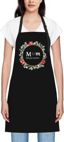 Vista 63 de Delantales personalizados para mujer, diseño de delantal de chef ajustable con nombre, textos, fotos, flores, regalos para el día de la madre
