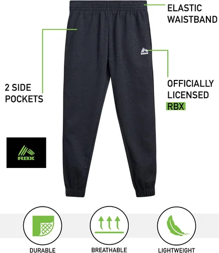 Vista 2 de RBX Pantalones deportivos para niños, paquete de 2 pantalones deportivos de rizo francés (talla 4-20)