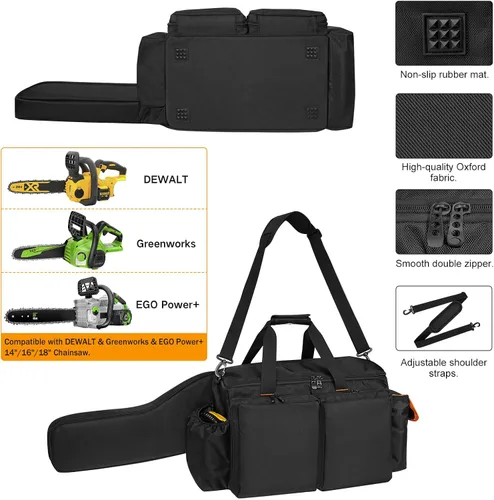 Vista 2 de ORKELS Bolsa de motosierra compatible con EGO, Dewalt, Greenworks motosierras eléctricas inalámbricas de 14, 16 y 18 pulgadas, estuche