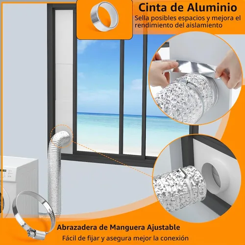 Vista 7 de LBG Products Kit de ventana de ventilación para secadora con cubierta de ventilación de cierre automático con pantalla para manguera de ventilación
