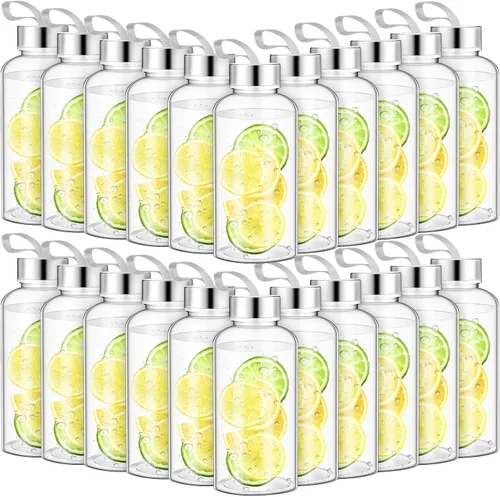 Vista 8 de Zubebe Botellas de agua transparentes reutilizables a granel con tapas de acero inoxidable a prueba de fugas, botellas deportivas de acrílico