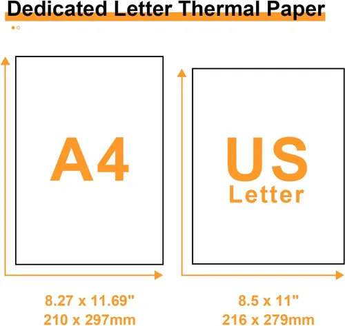 Vista 3 de LINGLONG Papel de impresora térmica US Letter de 8.5 x 11 pulgadas, plegado de secado rápido, 100 hojas, libre de BPA/BPS, papel térmico compatible