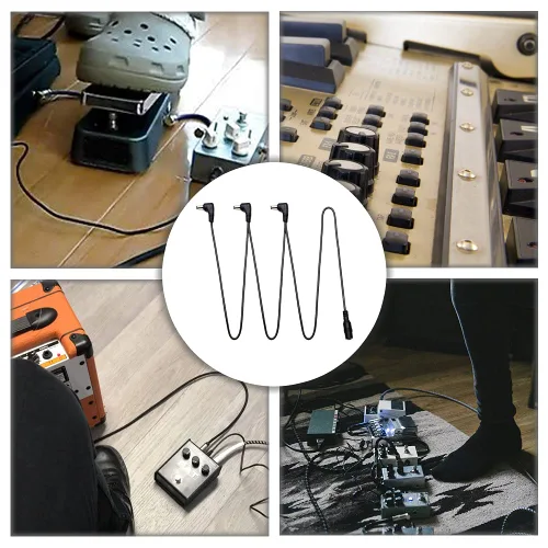 Vista 7 de 3 maneras Daisy Chain Power Guitar Pedal Board adaptador de fuente de alimentación Daisy Chain Cable para pedales de efectos de guitarra