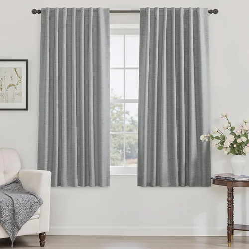Vista 9 de UHITECH Cortinas opacas de 35 pulgadas de largo para sala de estar, 2 paneles, cortina opaca corta para cocina para ventanas pequeñas, cortinas