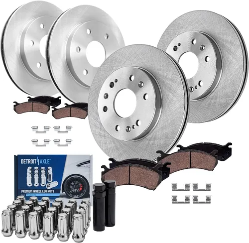 Vista 43 de Detroit Axle - Kit de frenos para Land Rover LR3 2005-2009, Rotores de freno deportivos Range Rover 2006-2009 y pastillas de freno de cerámica 2007