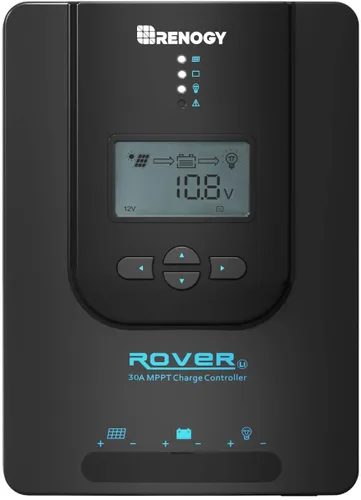 Vista 8 de Renogy Controlador de carga Rover 20A MPPT 12V/24V Pantalla LCD de detección automática 99.9% de eficiencia para baterías de gel/inundadas/litio