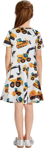 Vista 5 de ALISISTER Vestido de verano de manga corta para niñas pequeñas