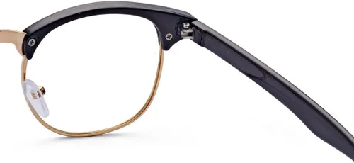 Vista 5 de gafas con lentes transparentes de cuerno lustrado medio marco clásicos, retro, vintage Oro