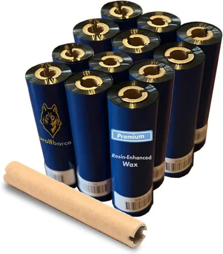 Vista 17 de Wolfbarco 1 Roll 1.57" x 1476' (40mm x 450m) Premium Resin Enhanced Wax Thermal Transfer Ribbon 1" Core, Coated Side Out for Zebra Printers