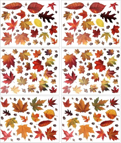 Vista 2 de CCINEE 216 calcomanías de arce para ventana, 6 hojas de otoño, hojas de roble y bellotas surtidas, calcomanías para ventana de otoño, Acción de 216