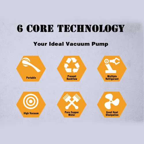 Vista 6 de Bomba de vacío de 110V 7CFM Bomba de vacío de paletas rotativas Bomba de vacío de doble etapa con filtración de cinco capas y ventana de aceite