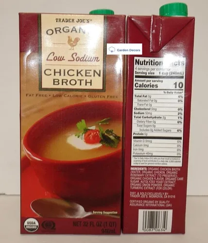 Vista 2 de Trader Joe's - Caldo de pollo orgánico bajo en sodio, 32 fl oz, 32.0 fl oz (dos cajas)