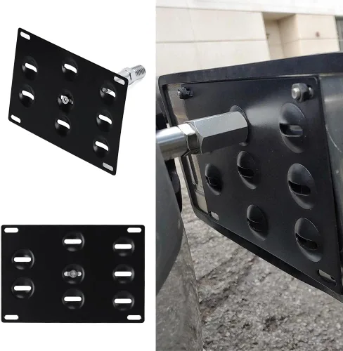 Vista 3 de PTNHZ Soporte de Placa de Matrícula de Gancho de Remolque de Parachoques Delantero de Aluminio Compatible con BMW F-Series 11-on F30 F31 F10 F11 F07
