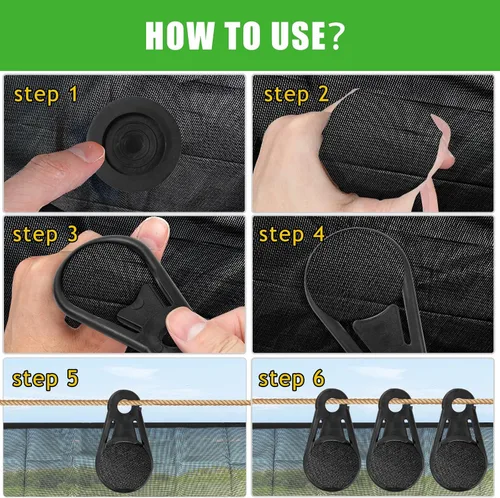 Vista 4 de Clips de sombra resistentes, 20 piezas con bolsa de almacenamiento, clips para sombra solar y abrazaderas para redes antipájaros, accesorios de red