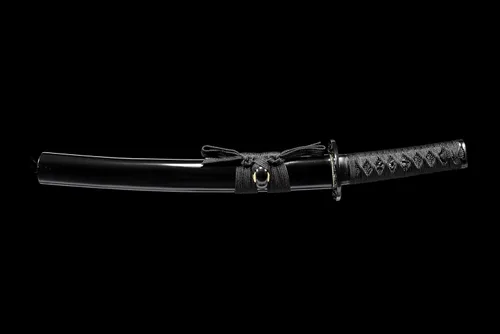 Vista 2 de Yu Qin - Espada samurai pura hecha a mano, acero de resorte 9260, 41.31.21 pulgadas, juego de espada completa, afilada, katana negra