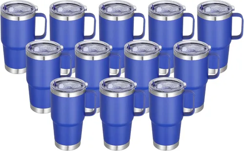 Vista 8 de Vaso térmico de acero inoxidable de 20 oz con asa, envase a granel, vasos termales metálicos aislados, taza de café de viaje con asa, vaso de doble