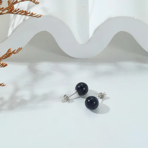 Vista 128 de Natural Stone Stud Earrings for Women 8mm Sterling Silver Genuine Gemstone Earrings Handmade Sterling Silver Crystal Stud Earrings for Women