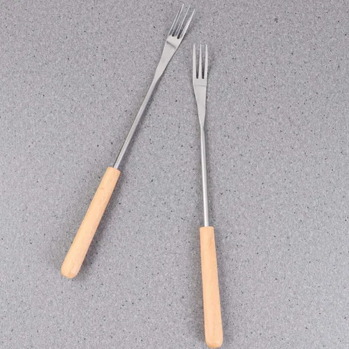 Vista 8 de DOITOOL 6 tenedores para fondue de acero inoxidable con mango de madera, diseño aislante térmico para postres de frutas, olla caliente, barbacoa al