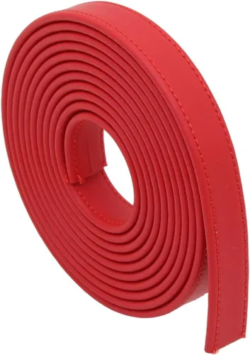 Vista 5 de lalatia Correas de cuero sintético cosidas para manualidades, tiras de cuero con costuras de 1/2 pulgada de ancho, 2 yardas de largo, color negro