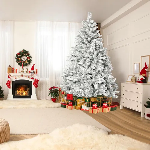 Vista 4 de Incbruce Árbol de Navidad artificial de 7 pies, árbol de Navidad con 1,000 puntas de rama, árbol de Navidad flocado con base estable de metal