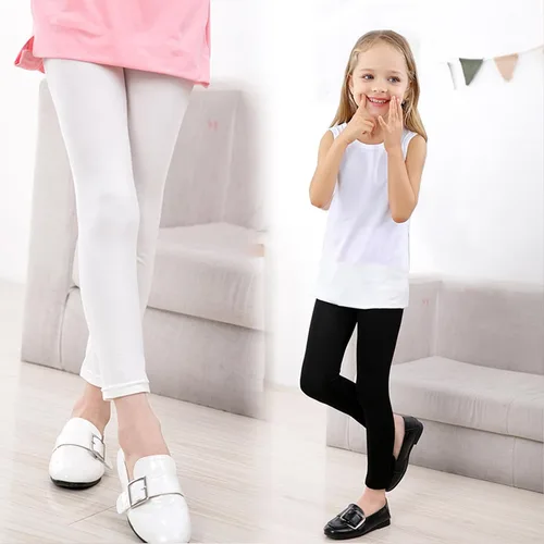 Vista 5 de Leggings básicos de algodón para niñas pequeñas, paquete de 3 leggings para niñas, pantalones largos, leggings activos para niñas