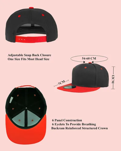 Vista 7 de Gelante Sombreros Snapback para hombre Gorra de béisbol de ala plana Plain Blank Ajustable
