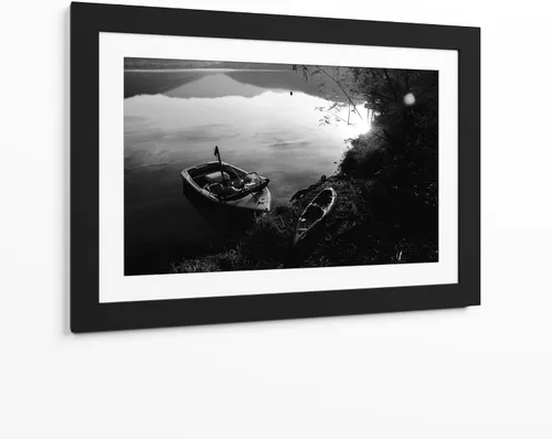 Vista 7 de Canvas Lab Bote BW by HCTR 12 x 8 in Canvas Print Wall Art Black and White Wall Decor for Bedroom, Living Room or Office