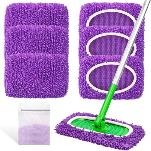 Vista 18 de Almohadillas de microfibra reutilizables compatibles con trapeador Swiffer Sweeper Mop Verde bosque