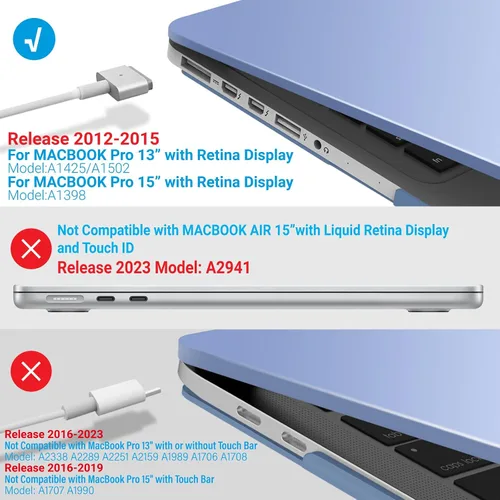 Vista 13 de IBENZER - Compatible con Funda para MacBook Pro de 13 Pulgadas 2015 2014 2013 Finales 2012 A1502 A1425, Carcasa Rígida con Cubierta para Teclado
