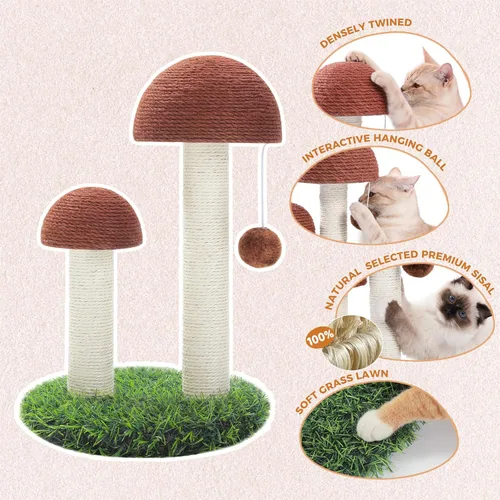 Vista 5 de PETEPELA Árbol de flores para gatos de interior, torre pequeña para gatos de 31.5 pulgadas, condominio con rampa rascador de sisal + poste rascador