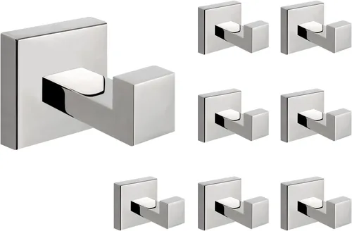 Vista 19 de NearMoon Ganchos cuadrados para toallas de baño -SUS304 de acero inoxidable para colgar batas, ganchos resistentes para baño, sala de estar, hotel