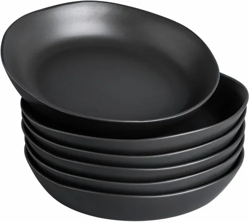 Vista 10 de AmorArc 9.75'' de cerámica cuencos grandes para pasta, juego de 4 cuencos planos de gres de 38 onzas para servir, cuencos aptos para horno