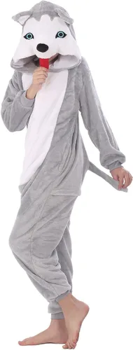 Vista 5 de WOYASIM Pijama de animal para niños, disfraz de una pieza, ropa de dormir, Halloween, Pascua, cosplay para niñas y niños