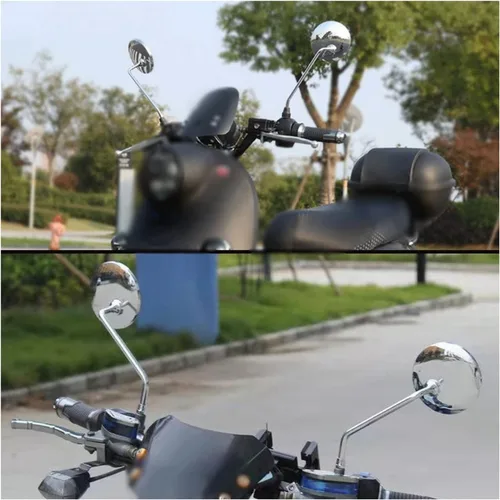 Vista 8 de Espejos laterales retrovisor de motocicleta de 0.315 in y 0.394 in, espejo lateral redondo plateado para Yamaha MT03 MT25 YBR 125 YZF R15 XT660 TMAX