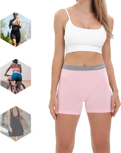 Vista 5 de LALESTE Calzoncillos tipo bóxer de algodón para mujer, con entrepierna de 3 pulgadas, paquete de 5