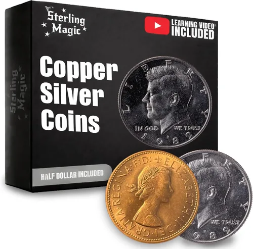 Vista 10 de Ted's Sterling Magic Monedas de plata de cobre genuina US medio dólar cobre penny moneda truco (SA Penny)