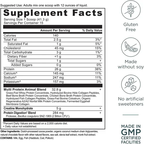 Vista 9 de Ancient Nutrition Multi Proteína + Creatina, Caldo de Huesos, Suero, Choc