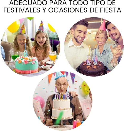 Vista 8 de Boao El juego de 50 velas de número de cumpleaños incluye 10 velas LED multicolor intermitentes con carcasa transparente y 40 velas de cera