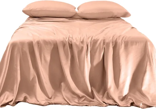 Vista 28 de Elegant Comfort Lujoso juego de sábanas de satén sedoso de 4 piezas, agradable para la piel y el cabello, resistente a las arrugas, la decoloración