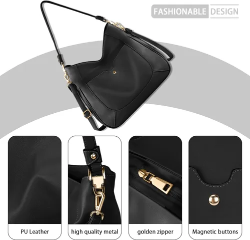 Vista 3 de Bolsos y bolsos de cuero sintético para mujer, bolso grande con correa ajustable