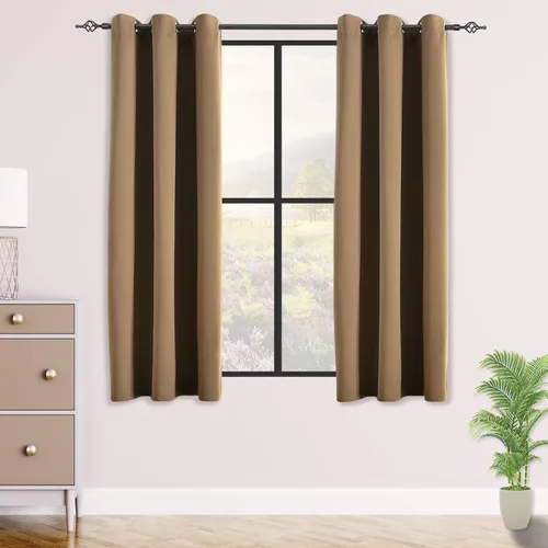 Vista 33 de Cortinas opacas para dormitorio, con aislamiento térmico y bloqueo de luz, para oscurecer la habitación, cortinas con ojales sólidos para ventana