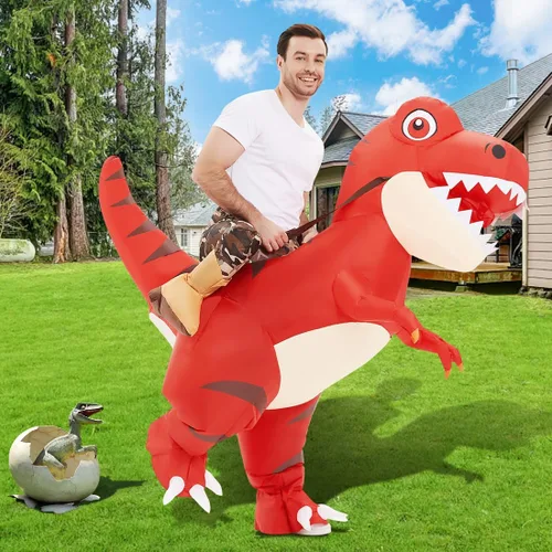 Vista 2 de COMIN Disfraz inflable de dinosaurio para adultos, disfraz de dinosaurio inflable para fiesta de Halloween
