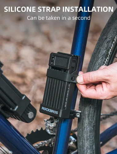 Vista 4 de ROCKBROS Cerradura de bicicleta plegable antirrobo,Diámetro negrita 0.3 in,Material ABS de alta resistencia,Cerradura de llave plegable portátil