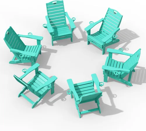 Vista 22 de Sillas Adirondack ajustables con otomana retráctil, silla Adirondack plegable de HDPE con 2 soportes para tazas, resistente a la intemperie
